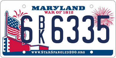 MD license plate 6BK6335