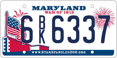 MD license plate 6BK6337
