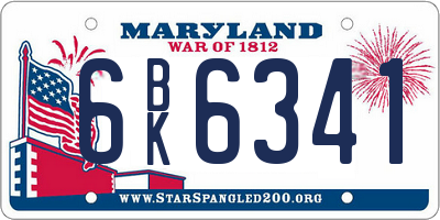 MD license plate 6BK6341
