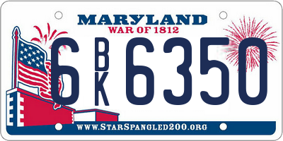 MD license plate 6BK6350