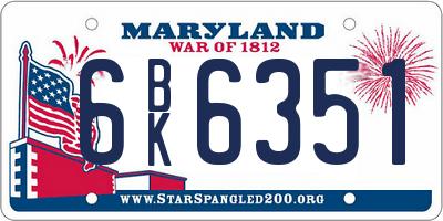 MD license plate 6BK6351