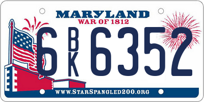 MD license plate 6BK6352