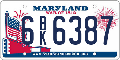 MD license plate 6BK6387