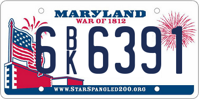 MD license plate 6BK6391