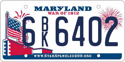 MD license plate 6BK6402