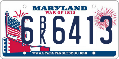 MD license plate 6BK6413
