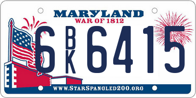 MD license plate 6BK6415