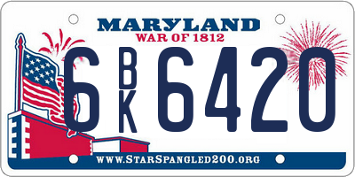 MD license plate 6BK6420