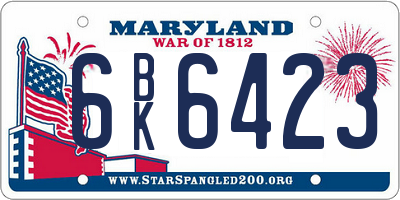 MD license plate 6BK6423