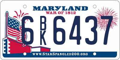 MD license plate 6BK6437