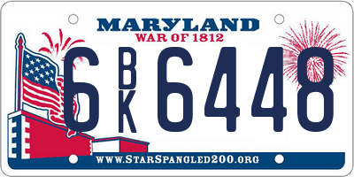 MD license plate 6BK6448