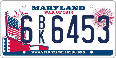 MD license plate 6BK6453