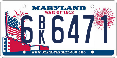 MD license plate 6BK6471