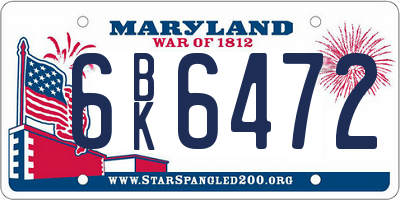MD license plate 6BK6472