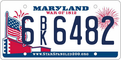 MD license plate 6BK6482