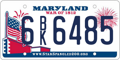 MD license plate 6BK6485