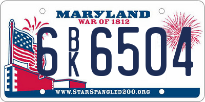MD license plate 6BK6504