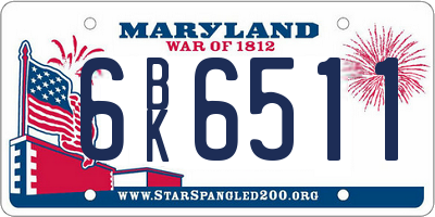 MD license plate 6BK6511