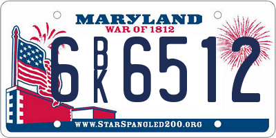 MD license plate 6BK6512