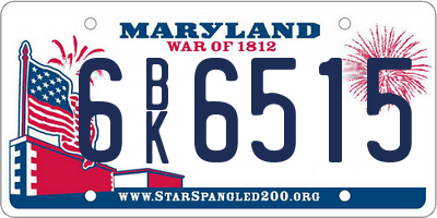MD license plate 6BK6515