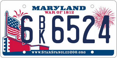 MD license plate 6BK6524
