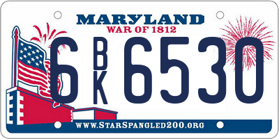 MD license plate 6BK6530