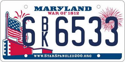 MD license plate 6BK6533