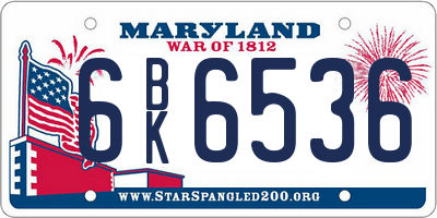 MD license plate 6BK6536
