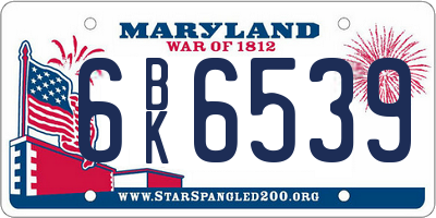 MD license plate 6BK6539