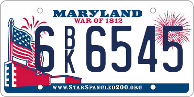 MD license plate 6BK6545