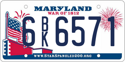 MD license plate 6BK6571