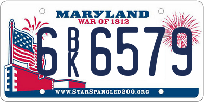 MD license plate 6BK6579
