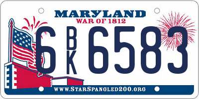 MD license plate 6BK6583