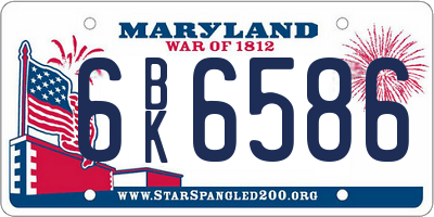 MD license plate 6BK6586
