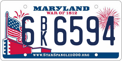 MD license plate 6BK6594