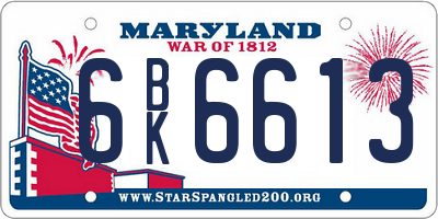 MD license plate 6BK6613
