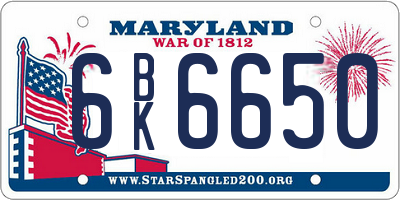 MD license plate 6BK6650