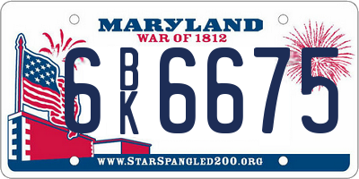MD license plate 6BK6675