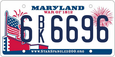 MD license plate 6BK6696