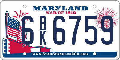 MD license plate 6BK6759
