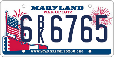 MD license plate 6BK6765