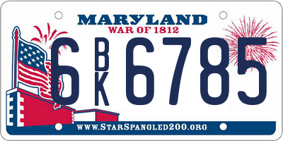 MD license plate 6BK6785