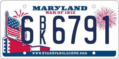 MD license plate 6BK6791