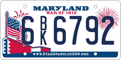 MD license plate 6BK6792