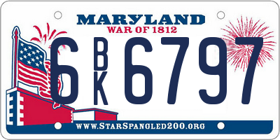 MD license plate 6BK6797