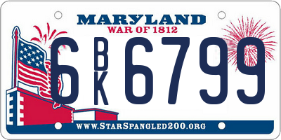MD license plate 6BK6799