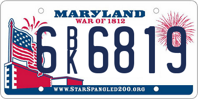 MD license plate 6BK6819