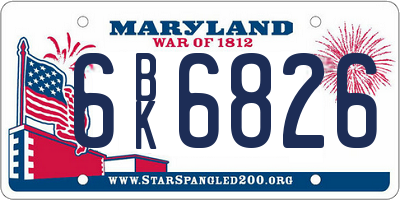 MD license plate 6BK6826