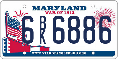 MD license plate 6BK6886