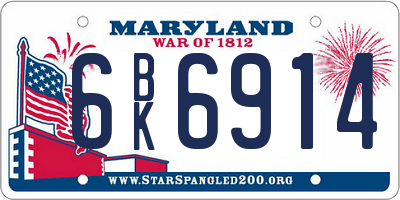 MD license plate 6BK6914